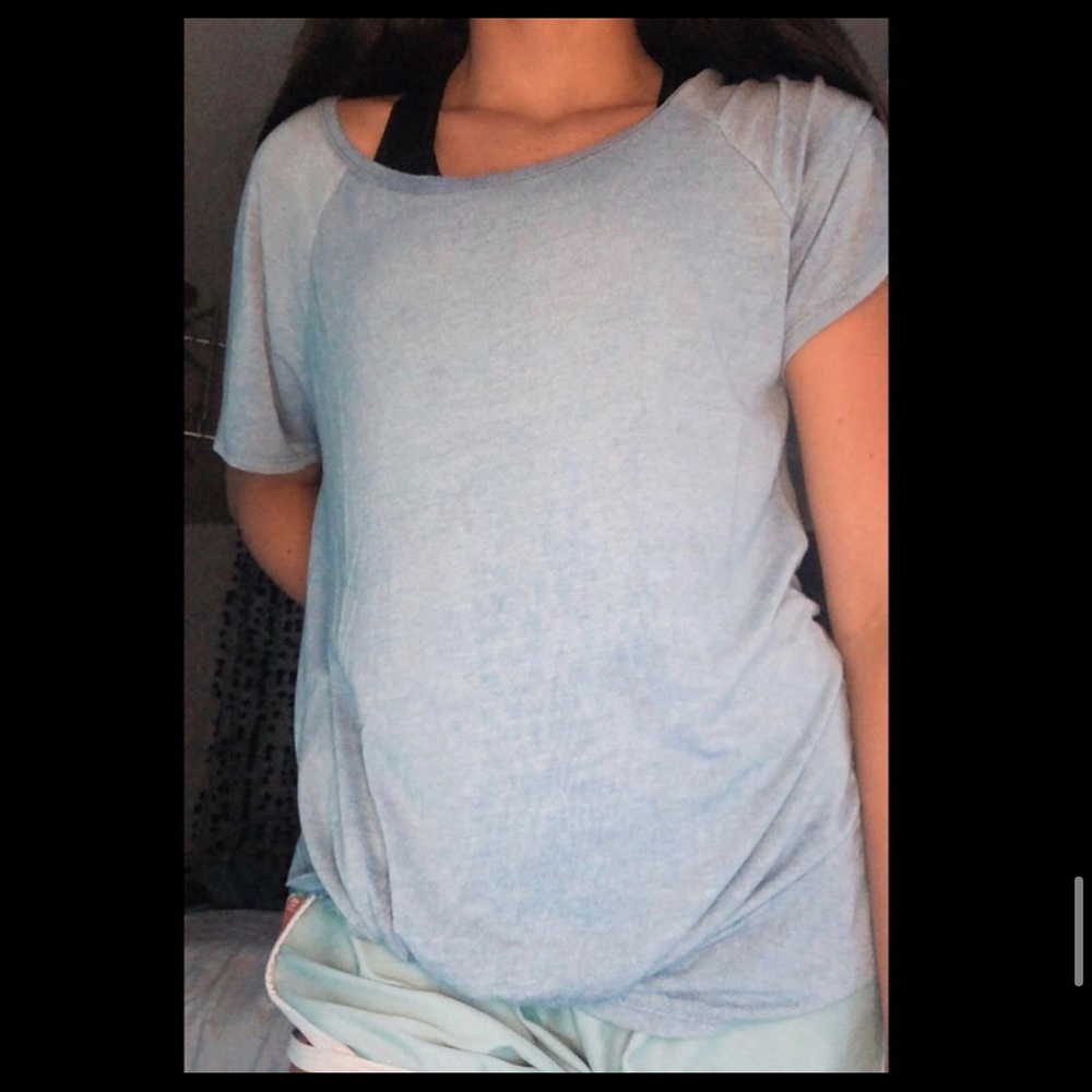 Blue flowy top